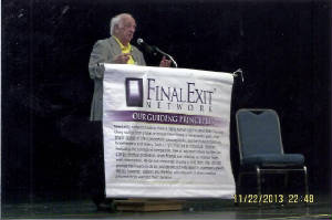 Derek Humphry Addressing 300 Enthusiastic Listeners in Green Valley, November 2013